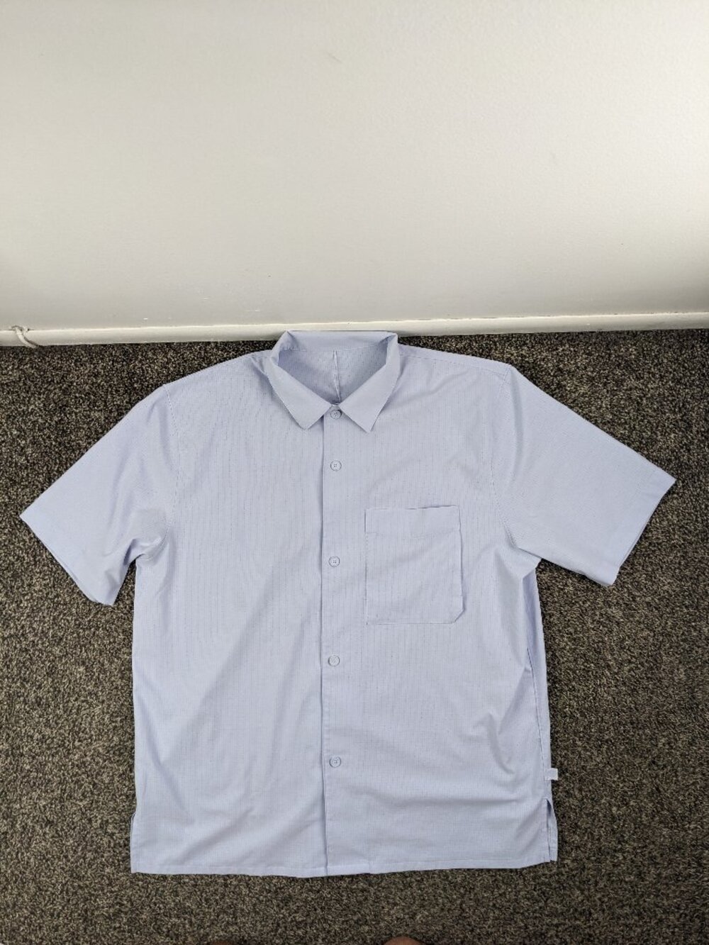 Lululemon Shirt Short Sleeve Airing Easy S/S Button Up Blue Mens XL 24x28